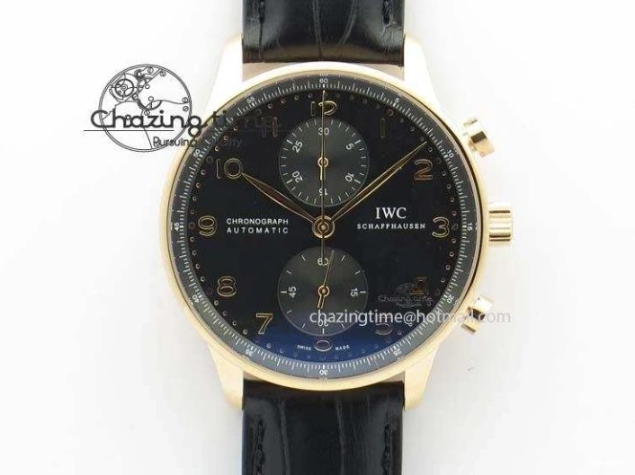 MIROTIME 0301 Portuguese Chrono RG IW371415 ZF 1:1 Best Edition Black Dial On Black Leather Strap A79350 (Slim Movement) FashionForward 7264